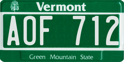 VT license plate AOF712
