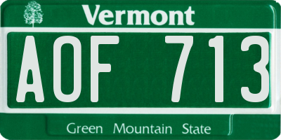 VT license plate AOF713