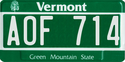 VT license plate AOF714