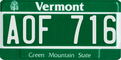VT license plate AOF716