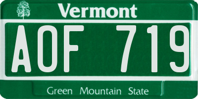VT license plate AOF719