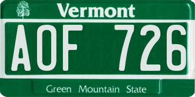 VT license plate AOF726