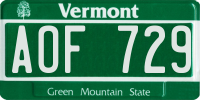 VT license plate AOF729