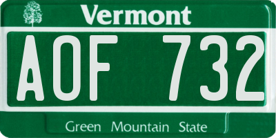 VT license plate AOF732