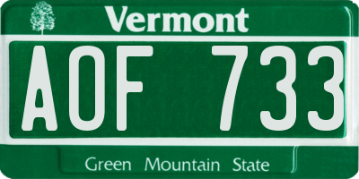 VT license plate AOF733