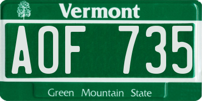 VT license plate AOF735