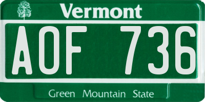 VT license plate AOF736