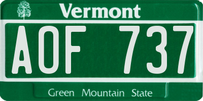 VT license plate AOF737