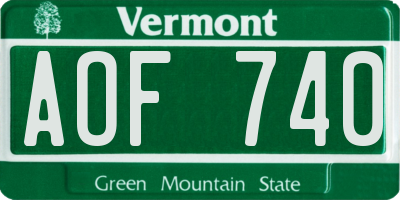 VT license plate AOF740