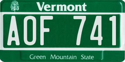 VT license plate AOF741