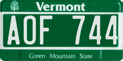 VT license plate AOF744
