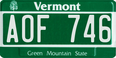 VT license plate AOF746
