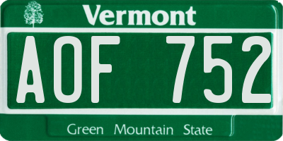 VT license plate AOF752