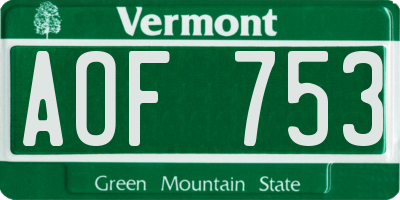 VT license plate AOF753