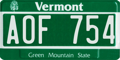 VT license plate AOF754
