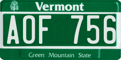 VT license plate AOF756