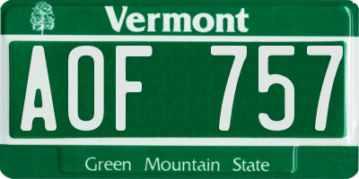 VT license plate AOF757