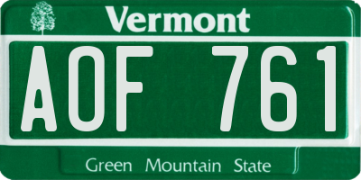 VT license plate AOF761