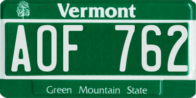 VT license plate AOF762