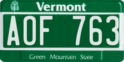 VT license plate AOF763