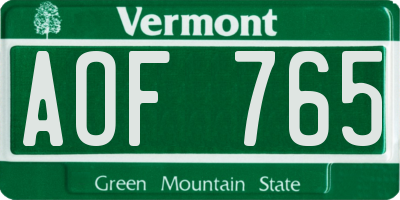 VT license plate AOF765