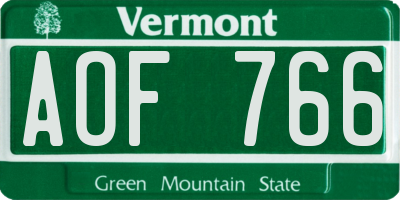 VT license plate AOF766