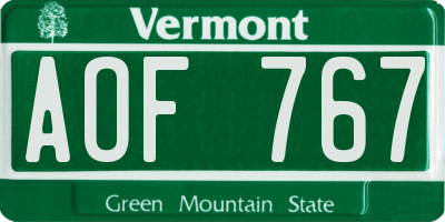 VT license plate AOF767