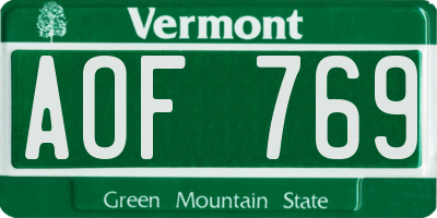 VT license plate AOF769
