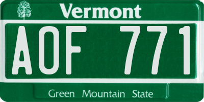 VT license plate AOF771