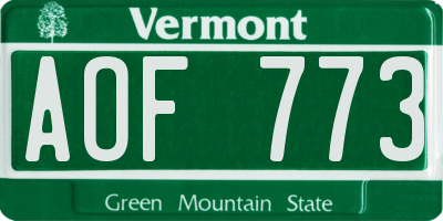 VT license plate AOF773