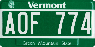 VT license plate AOF774