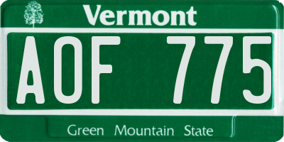 VT license plate AOF775