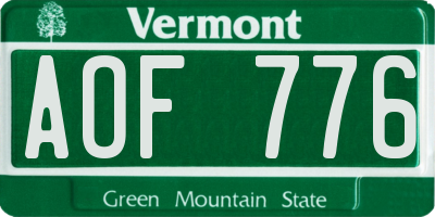 VT license plate AOF776