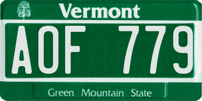 VT license plate AOF779