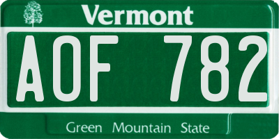 VT license plate AOF782