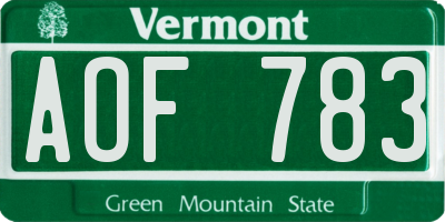 VT license plate AOF783