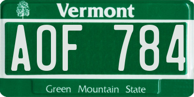 VT license plate AOF784