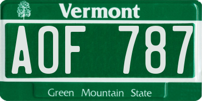 VT license plate AOF787