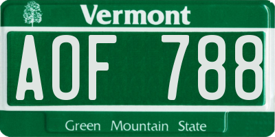 VT license plate AOF788
