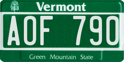 VT license plate AOF790