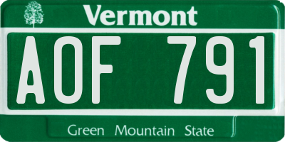 VT license plate AOF791