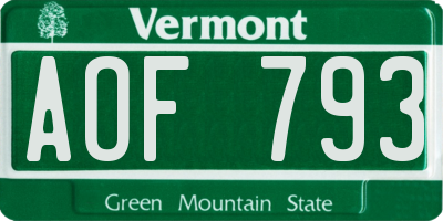 VT license plate AOF793