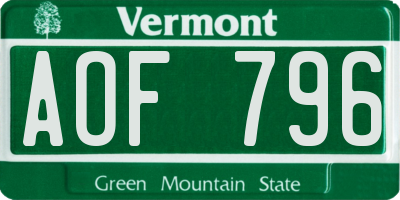VT license plate AOF796