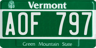 VT license plate AOF797