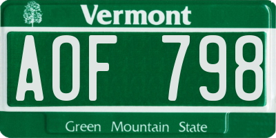 VT license plate AOF798