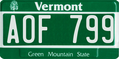 VT license plate AOF799