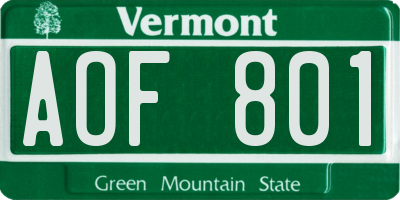VT license plate AOF801