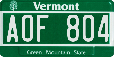 VT license plate AOF804