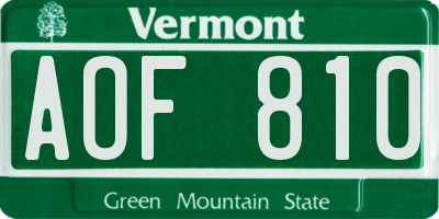 VT license plate AOF810