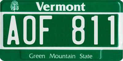 VT license plate AOF811